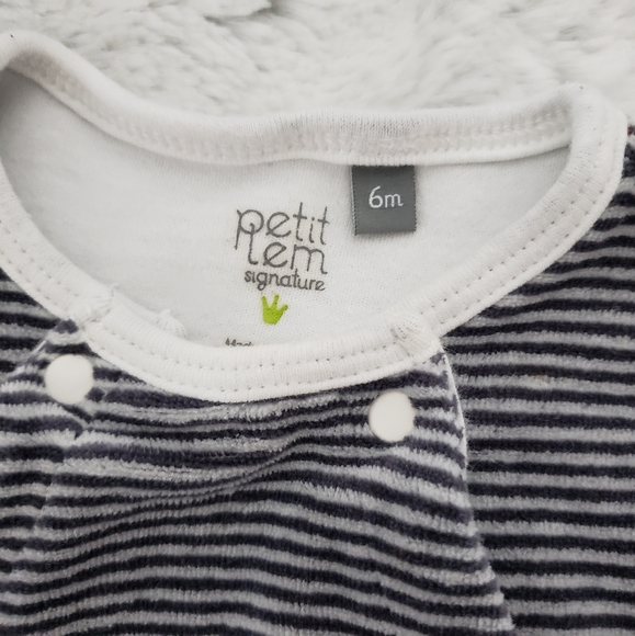 Petit Lem Striped Velour Footie - Picture 2 of 3